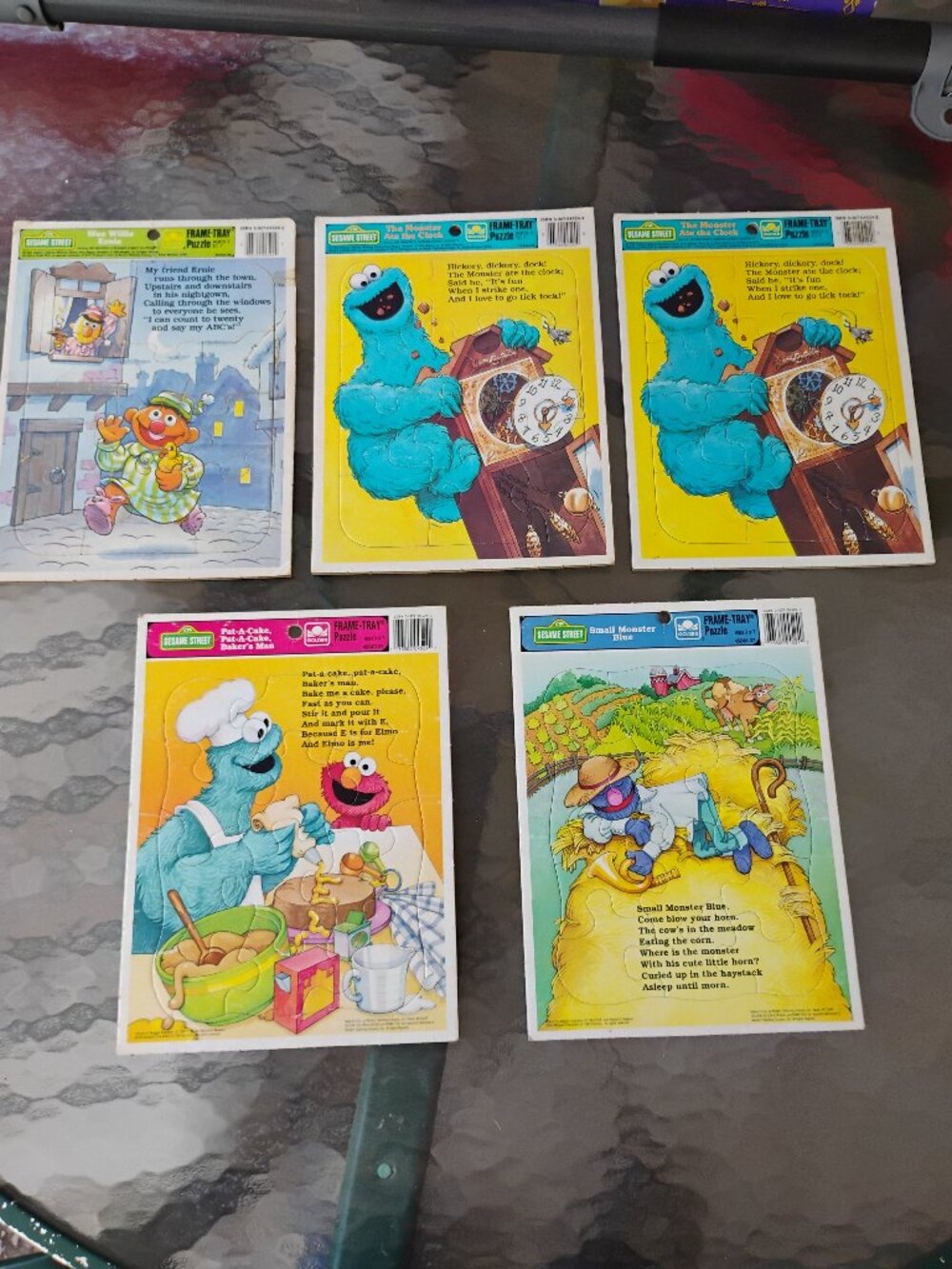 Vintage Sesame Street Puzzles, Set of 5, Elmo/Cookie Monster/ Bert & Ernie